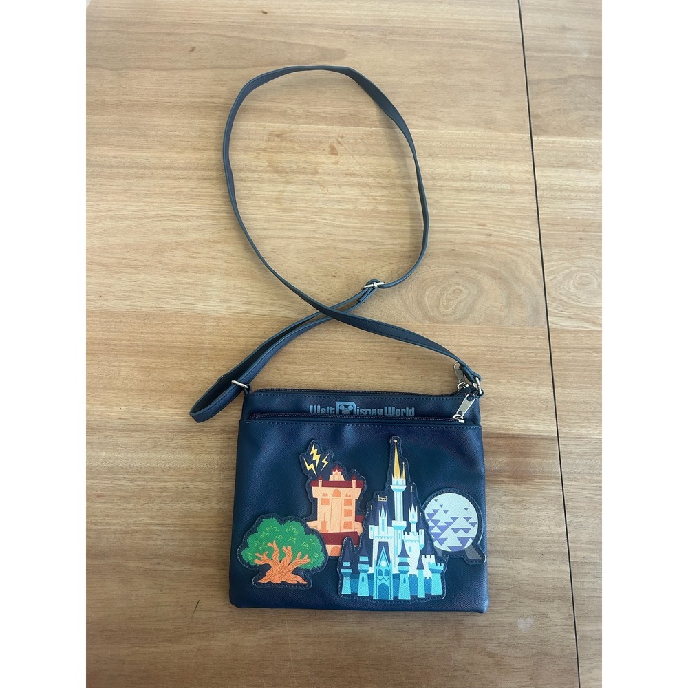 Walt Disney World Parks Icon Crossbody Bag Navy Blue Minnie Mouse Saffiano Zip